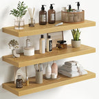 Fun Memories Floating Shelves for Wall 32 Inch Set of 3, Farmhouse Floating Shelves with Invisible Heavy Duty Bracket, 10 Inc
