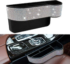 Car Seat Side Drop Organizer, Sparkle Car Seat Gap Filler, Car Seat Console Storage Organizer, Crystal Car Seat Pockets with Cup Holder and Two Charging Ports for Co-Driver.