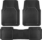 CAR PASS Heavy Duty Rubber Floor Mats for Car, Waterproof Liner Deep Dish Car Mats Full Sets, Universal Trim to Fit for SUV Truck Sedans Vans, All Weather Automotive Floor Mats 3pcs, Solid Black