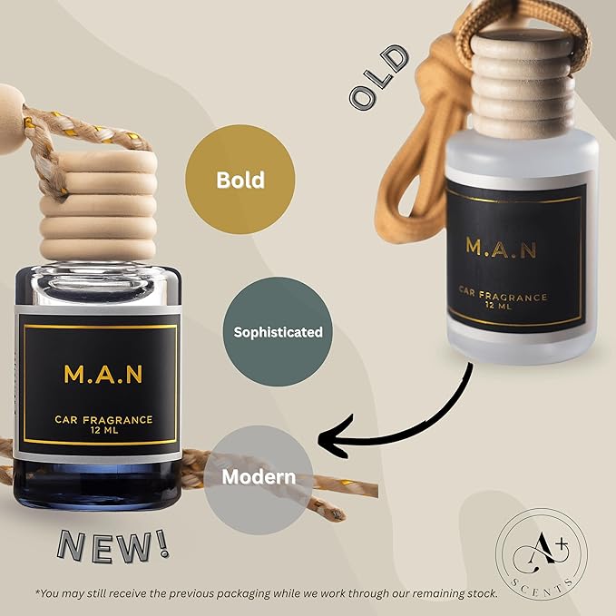 M.A.N Car Hanging Diffuser, Your Car will Smell Like the Sexiest Man Alive! - 12ml, Hanging Air Freshener for Automobile and 