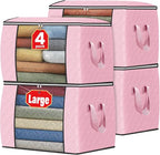 Fab totes 24 Gallons Clothes Storage, Foldable Thick Fabric Blanket Storage Bags, Containers for Organizing Bedroom, Closet, 
