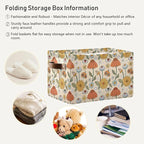 xigua Mushroom Eyes Storage Basket Collapsible Storage Bins Waterproof Canvas Storage Basket with Leather Handles for Home Cl