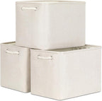 Bidtakay Large Storage Baskets for Shelves 3 Pack Fabric Storage Bins for Organizing Linen Collapsible Organizer for Closet-L