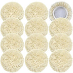 12 PCS Wool Buffing Polishing Pads 3 Inch, Natural Wool Cutting Pads with Hook and Loop Backing Compound & Polishing for Automotive Car Boats Glass Furniture Repair