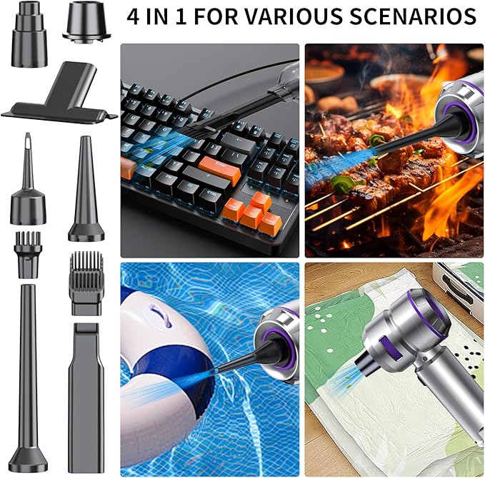 Car Vacuum Cleaner High Power - 22000PA Portable Car Vacuums 4 in 1 Compressed Air Duster & Blower Hand Held Vacuum Cordless 