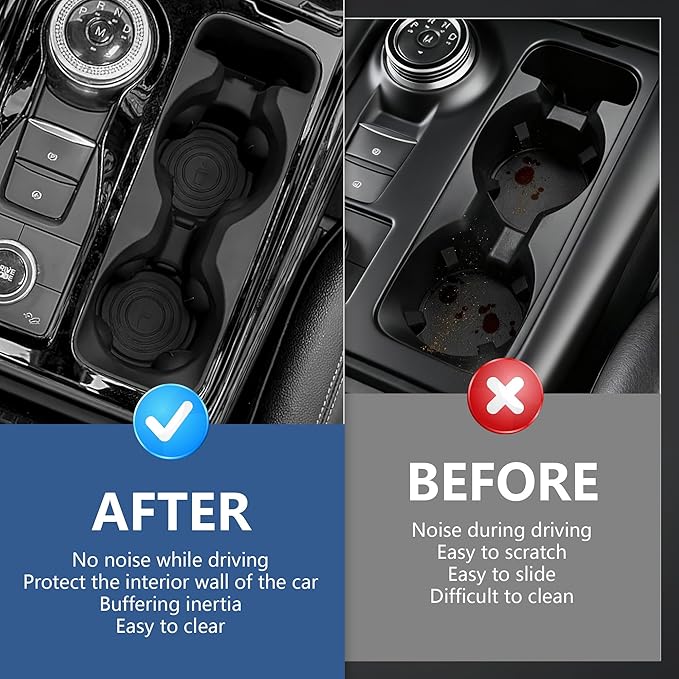 Cup Holder Inserts for Ford Explorer 2020-2024 Accessories, Non-Slip Silicone Center Console Protector Organizer to Prevent Spills & Scratches for Explorer Interior Accessories