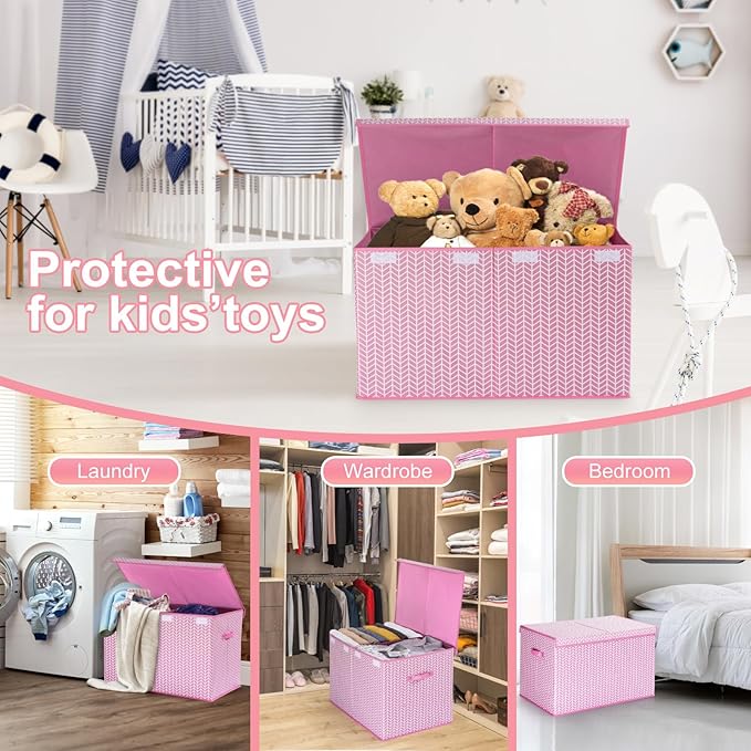 Mayniu Extra Large Toy Box Chest with Dividers, 120L Sturdy Toy Storage Organizer Bin Boxes Basket for Kids, Boys, Girls, Liv