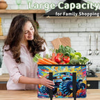 Reusable Grocery Bags Heavy Duty Shopping Bags Foldable Large Tote Bags with Long Handles & Hard Bottom