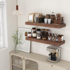 Deep Floating Shelves | 36 Inch Walnut Floating Shelves Set of 2 | 12 Inch Deep Rustic Wood Shelves for Wall | 36" W x 12" D 