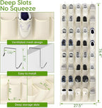 Unjumbly Over the Door Shoe Organizer with 40 Large Breathable Mesh Pockets, Space Saving Shoe Holder, Hanging Shoe Rack for 