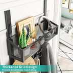 HapiRm Over The Door Hooks - Easy Installation Door Hanger with Basket and 16 Hooks, 304 Stainless Steel Storage Organizer fo