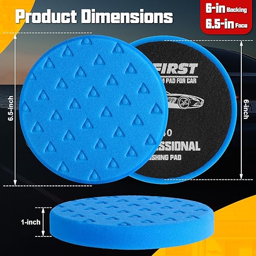 6 Pcs Polishing Pad, Buffing Pads 6.5 Inch Face for 6 Inch 150mm Backing Plate Compound Buffing Sponge Pads Cutting Polishing Pad Kit for Car Buffer Boat Polisher Compounding,Polishing & Waxing
