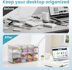 Vtopmart 4 Set Clear Desk Organizer, Pen Organizer with 16 Drawers, Acrylic Desktop Organization and Storage for Office Suppl