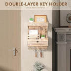 Rebee Vision Farmhouse Key Holder Wall Mount with Drawer Organizer – Wooden Mail & Key Organizer with 6 Strong Hooks & Wall S