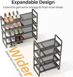 SNTD Shoe Rack - Expandable Shoe Organizer for Closet, Adjustable Metal Shoe Shelf Storage, Stackable Long Shoe Stand Holder 