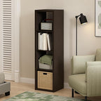 Furinno CUBICLE Book Shelf, Vertical 4-Cube Bookshelf, Extra Thick Horizontally & Vertically Reversible Bookcase with Open Ba