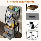 Baby Diaper Caddy Organizer and Storage - 5 Tier Rolling Cart with Dividers and Drawers, Mobile Utility Cart with Wheels for 