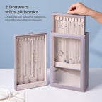 Lolalet Necklace Organizer Box, Jewelry Storage Box with Clear Window for Necklaces Bracelets, Tangle-Free Necklace Display C