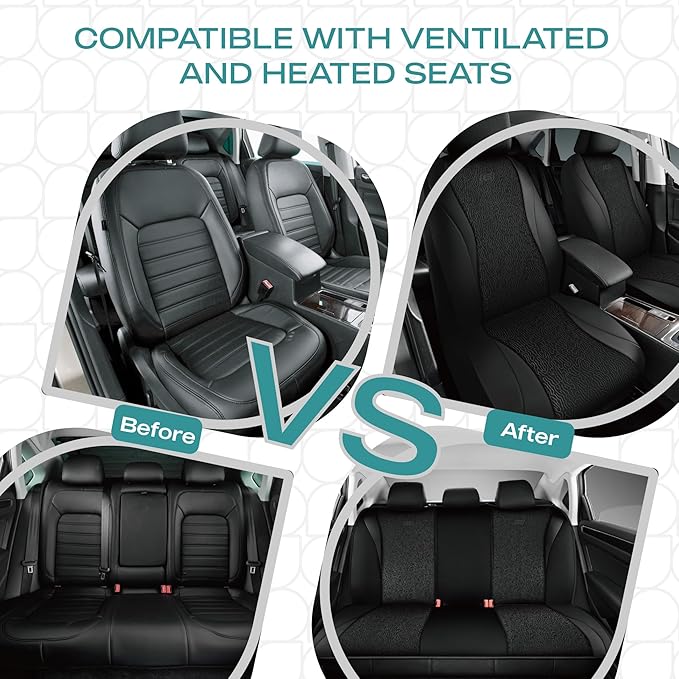 Skechers Car Seat Covers,Leather Seat Covers with GOGA Mat Technology,Waterproof Car Seat Covers Full Sets,Airbag Compatible,