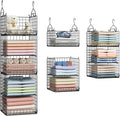 Yuyetuyo 5 Tier Closet Hanging Organizer and Storage Separable Hanging Closet Shelves with 4 Hooks 2 Adjustable Dividers, Wir