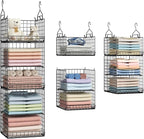 Yuyetuyo 5 Tier Closet Hanging Organizer and Storage Separable Hanging Closet Shelves with 4 Hooks 2 Adjustable Dividers, Wir