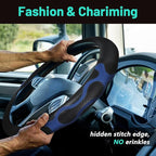 15 Inch Truck Steering Wheel Cover Leather Wheel Semi-Truck Comfy Grip Cover Anti Slip Car Accessory, Fits Rv, Big Rig and Classic Car (Blue, Classic Style)