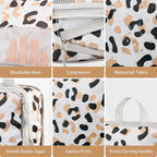 5 Set Packing Cubes For Travel Essentials, Luggage Packing Organization Cubes Suitcase Organizer Bags Set (Leopard)