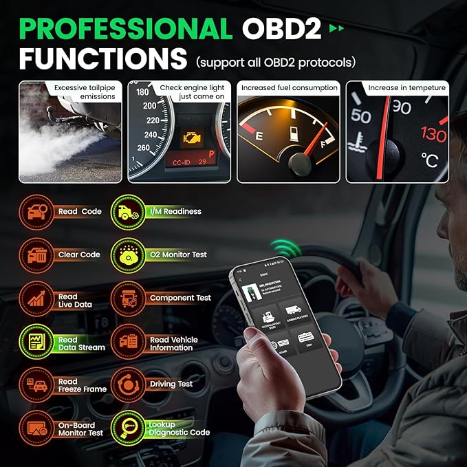 ANCEL HD200 Bluetooth Heavy Duty Truck Scanner, Speed Limit and Idle Reset for Cummins & Caterpillar Engines, J1939/J1708