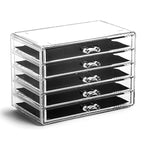 BINO THE MANHATTAN SERIES Acrylic Makeup Drawer Organizer- 5 Drawers | Clear Beauty Organizers and Storage| Cosmetic & Makeup