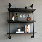 Industrial Pipe Shelf Shelving Bookcase, Wall Mounted Rustic Bookshelf, Floating Bookshelves for Wall,Retro Wood Metal Pipe I