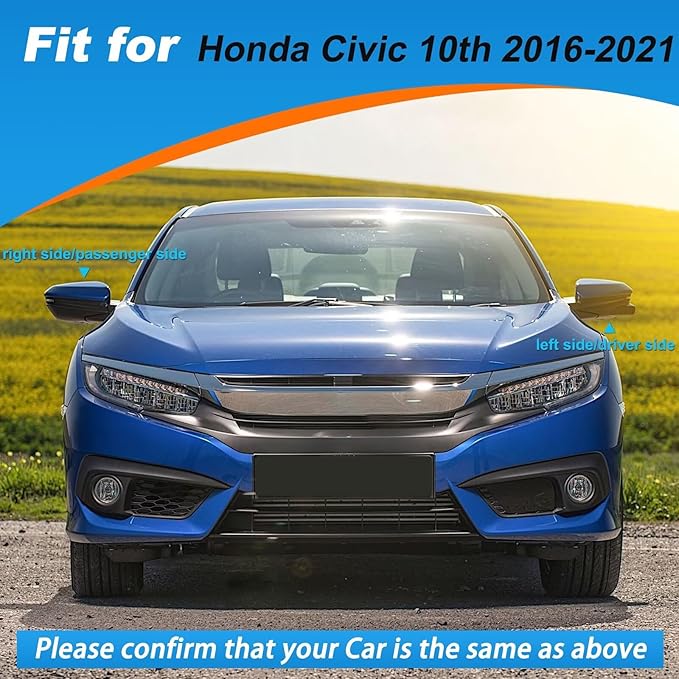 Car Door Rearview Mirror Cover Cap Housing Protective Cover For Exterior Mirrors Fit Honda Civic 2016 2017 2018 2019 2020 2021 (Red, Right Passenger Side）