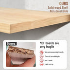 Floating Shelves for Concrete Wall: Solid Wood Shelf 15.75 and 23.6 inch with Heavy Duty Hidden Bracket for Display Books Pla