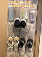 Amazon Basics 24 Medium Mesh Pocket Over-the-Door Hanging Shoe Organizer, Space Saving Shoe Storage, Light Grey | Over-the-Do