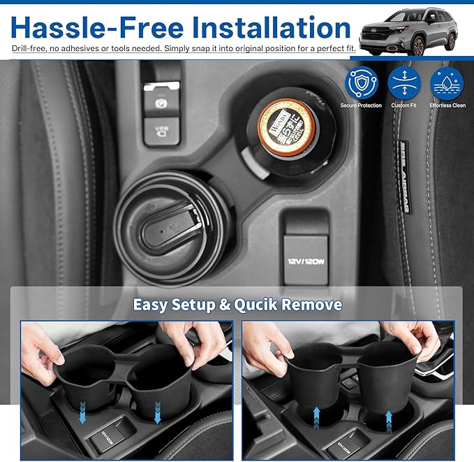 Cup Holder Insert for Subaru Forester 2025 Center Console Cup Holder Organizer Coaster Silicone Bottle Holder Car Cupholder E