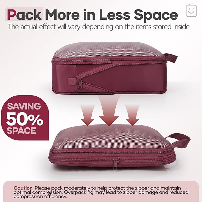Veken 9/11 Set Compression Packing Cubes for Travel Essentials,Compressible Expandable Large Luggage Suitcase Organizer Bags 