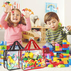 9 Packs Toy Storage Bags with Labels, 11.8x8.7x3.9In Large PVC Reusable Clear Board Game Storage with Zipper, Travel Waterpro