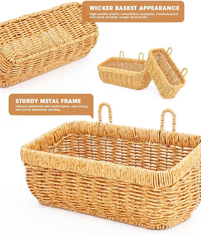 AceList Wall Hanging Basket, Boho Style Hand-Woven Hanging Storage Baskets - Set of 2, Ideal for Boho Room Decor, Kitchen, Ga