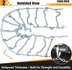 Heavy Duty Snow Chains Tire Chains for Truck & Light Truck, Durable High Carbon Steel Anti-Slip Design, Set of 2 (220295)