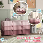 Qaba 3 Tier Kids Storage Unit, Toy Organizers and Storage with 9 Drawer Chest for Kids Bedroom Nursery Kindergarten Living Ro