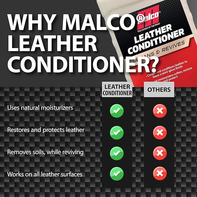 Malco Leather Conditioner for Cars - Cleans and Conditions Automotive Seats & Surfaces/Natural Moisturizers Soften, Restore a