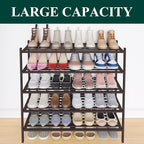 Smiry Long Bamboo Shoe Rack 5-Tier, Stackable Wooden Shoe Organizer for Entryway & Closet, Free Standing Wood Shoe Storage Sh