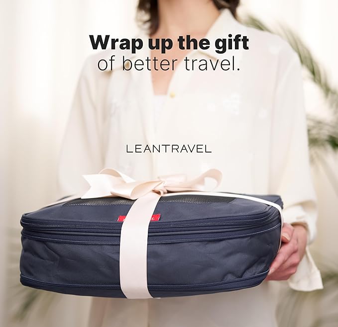 LeanTravel Premium Compression Packing Cubes for Travel - Suitcase Organizer Bags with Double Zipper & Breathable Mesh Panel 