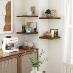 Fun Memories Square Floating Shelves for Wall - 12 Inch Deep Floating Shelves with Invisible Brackets, Brown Small Wall Shelf