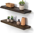 Dreamland 24 Inch Floating Shelves, Rustic Elm Wood Live Edge Wall Shelf for Home Decor, 8 Inch Deep Floating Shelf for Wall,