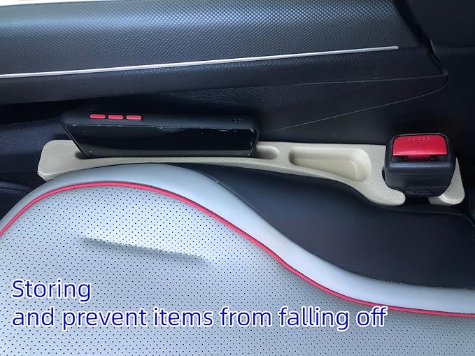 Car Seat Gap Filler Accessories,Storage Organizer Fit Car SUV Truck Fill The Gap Between Seat & Console Vehicle Console Side Pockets (Beige)