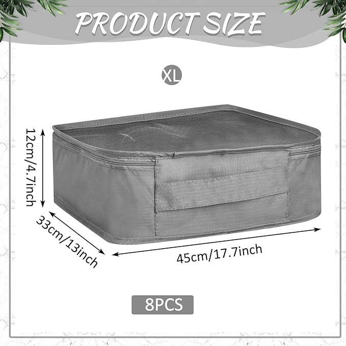 Silkfly 8 Pcs XL Packing Cube for Travel Luggage Organizer Suitcase High Capacity Large Packing Bag Bulk Reusable Mesh Travel