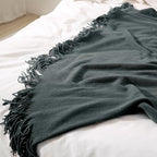 Homiest Decorative Knitted Throw Blanket With Fringe, Lightweight Acrylic Knit, Soft & Cozy Tassel for Couch Sofa Bed (Charco