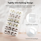 Foluck Shoe Storage Box, 15 Pack Clear Plastic Stackable Shoe Organizer for Closet, Interlocking Design Shoe Container Bins f