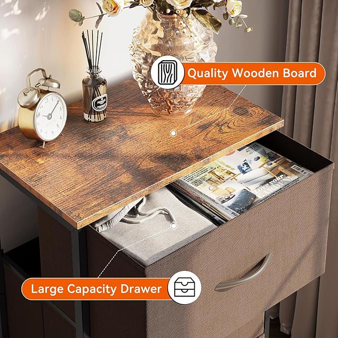 AODK Dresser for Bedroom Nightstand Small Dressers Chest of Drawers End Table for Living Room, Closet Dresser with 3 Storage 