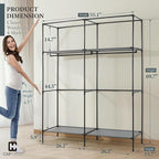 CAPHAUS 55-Inch Clothing Rack with Cover, Portable Closet Wardrobe, Covered Garment Rack for Hanging Clothes, 190LB Capacity 